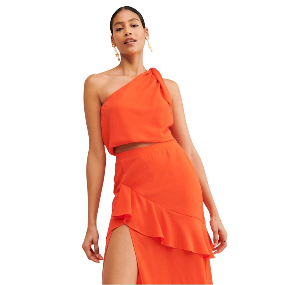 Show Me Your MuMu Nala Skirt XL One Shoulder Top XXL Red Orange Set NWT